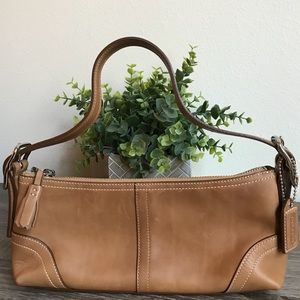 SALE COACH Tan Leather Tassel Baguette Mini Hobo